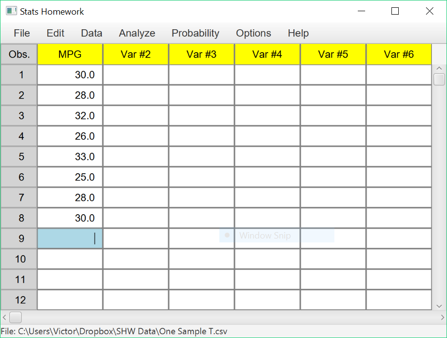 One sample t test