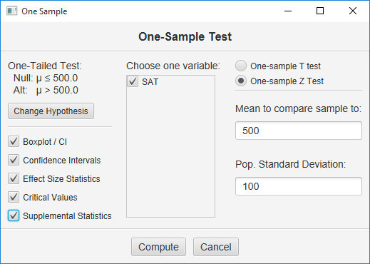 studywalk : confidence interval for one sample z test for